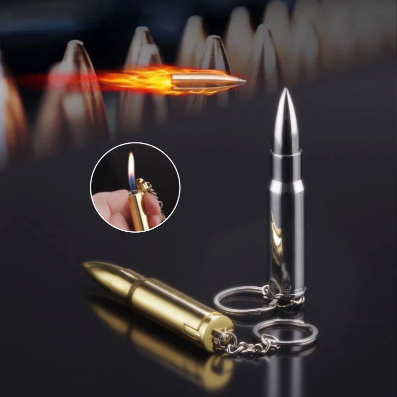 

Keychain Butane Gas Lighter Torch Lighters Cool Mini Cigarette Gun Bullet Pendant Portable Smoking Accessories Flame Gifts Men