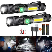 Magnetic Led Flashlight USB Rechargeable Torch with Side Light COB Work Light Pocket Flashlight Waterproof Zoom Torch Hand Light
Magnetic Led Flashlight USB Rechargeable Torch with Side Light COB Work Light Pocket Flashlight Waterproof Zoom Torch Hand Light