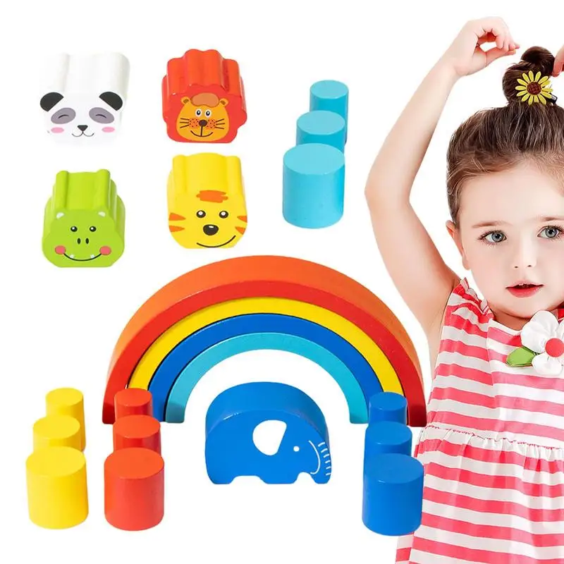 Rainbow Stacking Blocks Montessori Toys Building Blocks For Children Building Balance Toy Wooden Rainbow Stacker Nesting Puzzle 
Rainbow Stacking Blocks Montessori Toys Building Blocks For Children Building Balance Toy Wooden Rainbow Stacker Nesting Puzzle