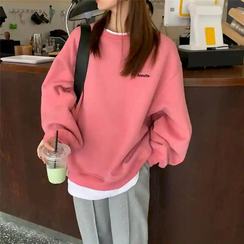 2021 Women Long Sleeve Pullover Pink Sweatshirts Streetwear Fashion Hoodie Casual New Pattern Crewneck Oversized Korean Girls
2021 Women Long Sleeve Pullover Pink Sweatshirts Streetwear Fashion Hoodie Casual New Pattern Crewneck Oversized Korean Girls
