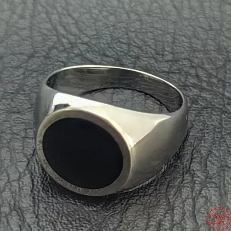 Genuine S925 Sterling Silver Ring for Men Women 2023 New Fashion Round Black Cystal Glue Pure Argentum Simple Punk Jewelry
Genuine S925 Sterling Silver Ring for Men Women 2023 New Fashion Round Black Cystal Glue Pure Argentum Simple Punk Jewelry