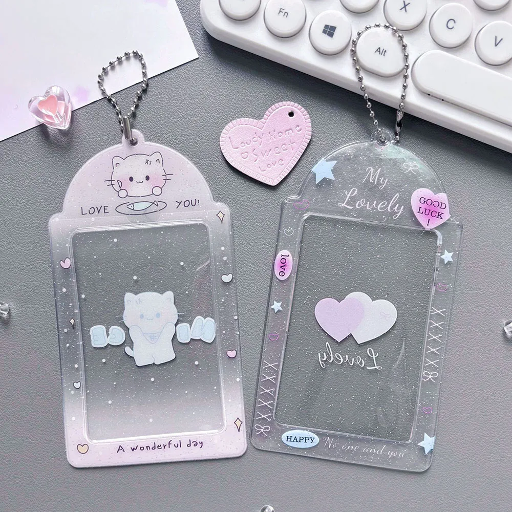 Shiny Glitter PVC Photocards Protector Campus ID Holder Heart Cat Pattern Photocard Holder Photo Pocket Keychain Bag Pendant
Shiny Glitter PVC Photocards Protector Campus ID Holder Heart Cat Pattern Photocard Holder Photo Pocket Keychain Bag Pendant