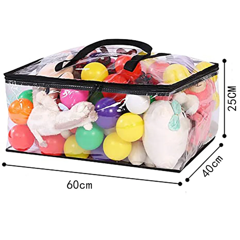 

Durable Storage Bag Storage Bags Transparent With Carrying Handles 55L 60*40*25cm Clear Vinyl Home Storage Bags