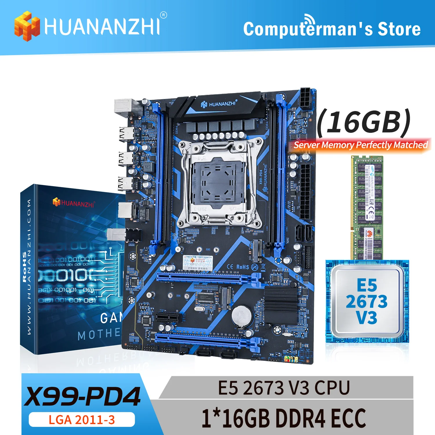 HUANANZHI X99 PD4 LGA 2011-3 XEON X99 Motherboard with Intel E5 2673 V3 with 1*16G DDR4 RECC Combo Kit Set M.2 NVME SATA
HUANANZHI X99 PD4 LGA 2011-3 XEON X99 Motherboard with Intel E5 2673 V3 with 1*16G DDR4 RECC Combo Kit Set M.2 NVME SATA