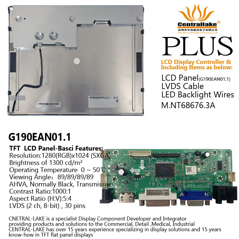 Hot Sale for 19″LCD Auto Equipment Display Screen Includes Controller Board :NT68676.3 plus 19 inch G190EAN01.1
Hot Sale for 19″LCD Auto Equipment Display Screen Includes Controller Board :NT68676.3 plus 19 inch G190EAN01.1