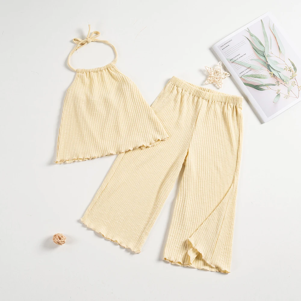 Baby Girls Solid Clothes Sets Kids Halter Top+pants 2Pcs Suits 1-6Y Beach Holiday Fashion Outfits for Children Girl Soft Summer 
Baby Girls Solid Clothes Sets Kids Halter Top+pants 2Pcs Suits 1-6Y Beach Holiday Fashion Outfits for Children Girl Soft Summer