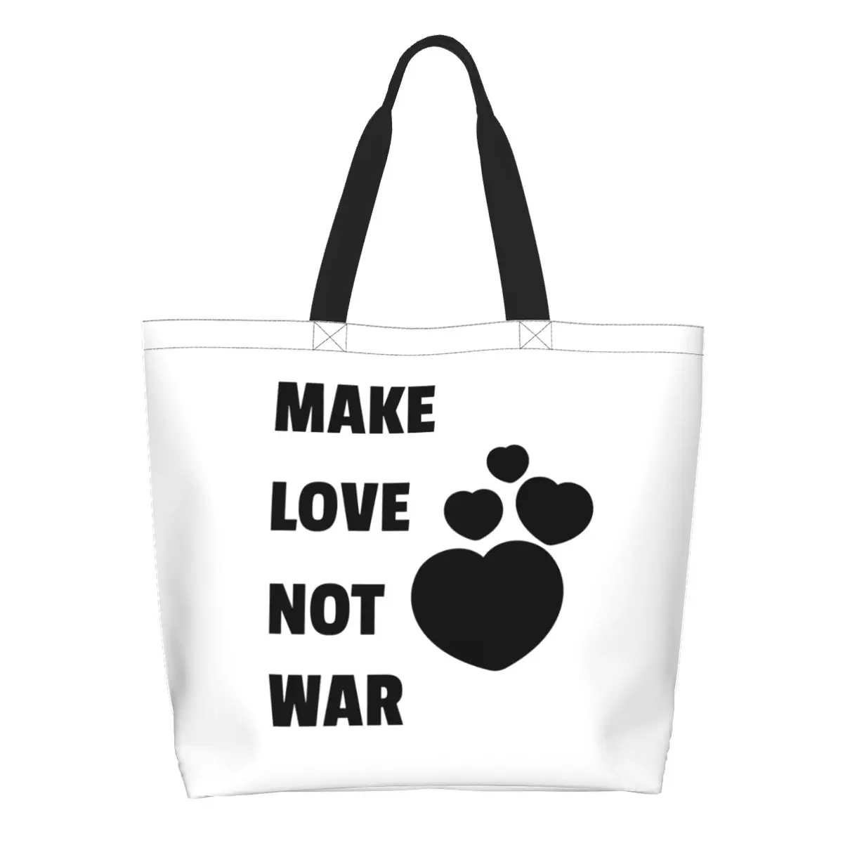 Переработанная сумка для покупок «Make Love Not War», Женская Холщовая Сумка-тоут через плечо, моющиеся сумки для покупок для продуктов
Переработанная сумка для покупок «Make Love Not War», Женская Холщовая Сумка-тоут через плечо, моющиеся сумки для покупок для продуктов