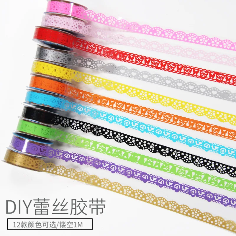 

12 Colors Optional Diy Photo Album Decoration Accessories 1M Diary Sweet and Cute Hollow Lace Tape