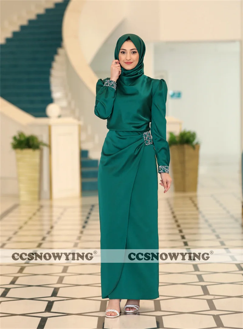 Satin Appliques Muslim Evening Dresses Long Sleeve High Neck Hijab Islamic Formal Party Gown Women Arabic Dubai Robe De Soiree
Satin Appliques Muslim Evening Dresses Long Sleeve High Neck Hijab Islamic Formal Party Gown Women Arabic Dubai Robe De Soiree