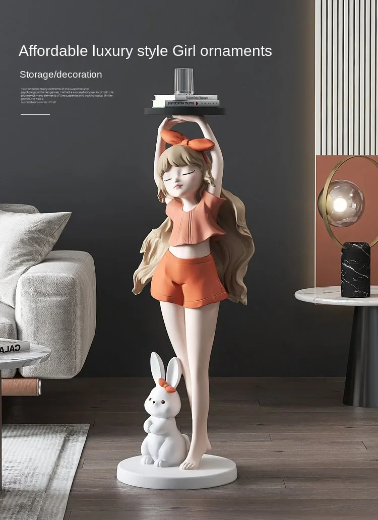 82cm Nordic Fashion Cartoon Girl Statue, Tray, Home Decoration, Gift, Interior Decoration, Large Living Room Decoration, Crafts 82cm Nordic Fashion Cartoon Girl Statue, Tray, Home Decoration, Gift, Interior Decoration, Large Living Room Decoration, Crafts