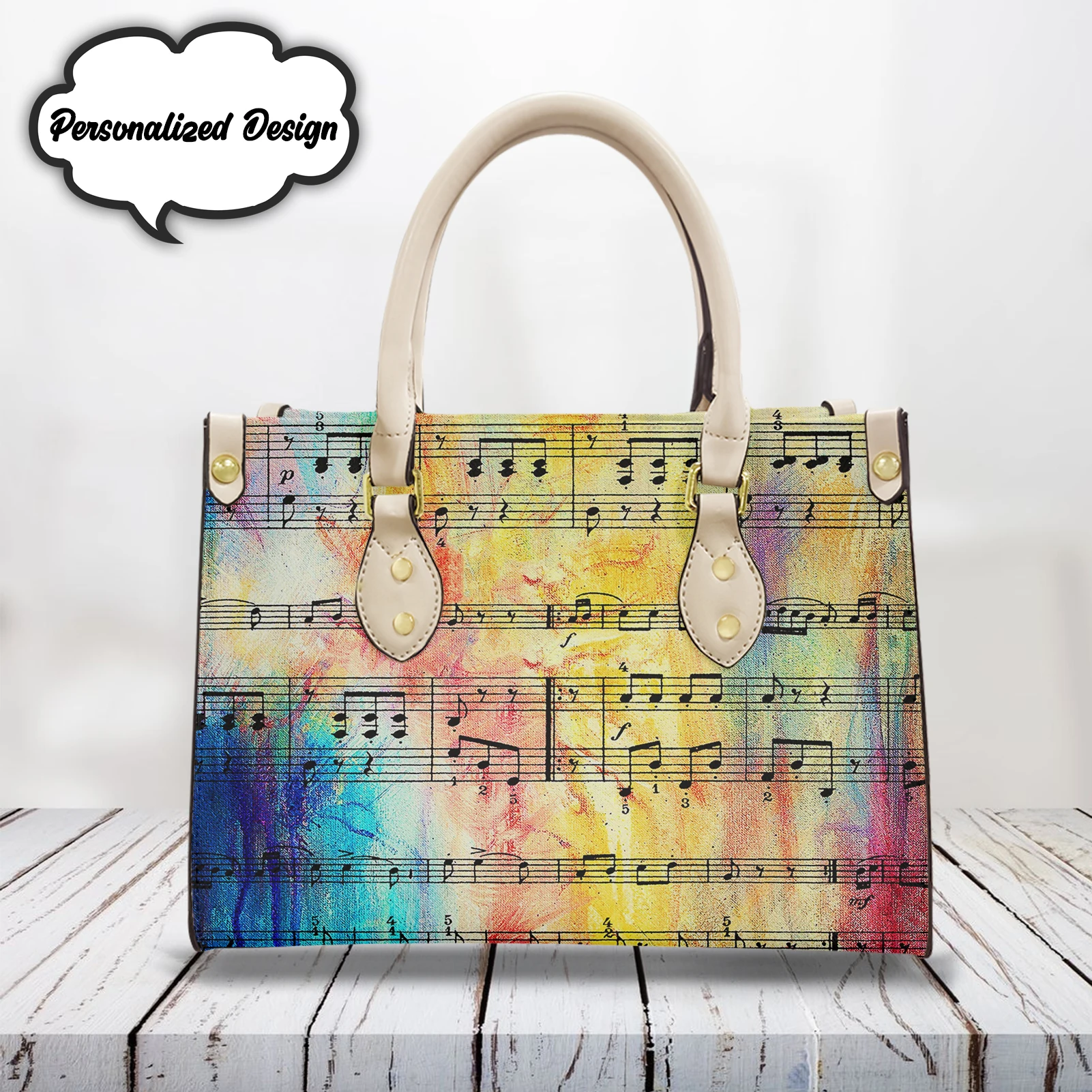 

Music Note Pattern Luxury Designer Tote Bags Music Lover Gift Large Capacity Cute Handle Shoulder Bags Fashion Sac A Mains Femme