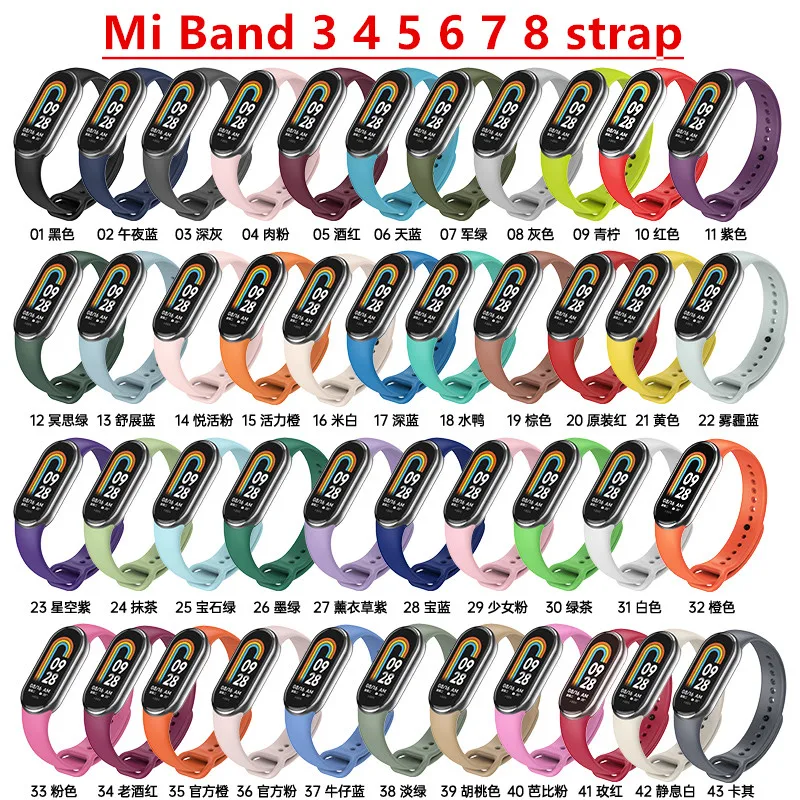 Silicone Strap For Xiaomi Mi band 8 7 6 5 Smart bracelet mi band 8 NFC Replacement wristband for Mi band 3 4 5 Sport Watchband
Silicone Strap For Xiaomi Mi band 8 7 6 5 Smart bracelet mi band 8 NFC Replacement wristband for Mi band 3 4 5 Sport Watchband