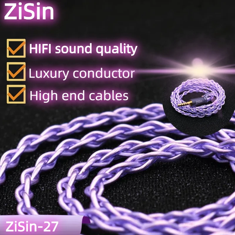

ZiSin-27 4-Core Litz HIFI Earphone Upgrade Cable With 3.5/4.4mm IE900 2PIN MMCX QDC TFZ For M5 Olina Fudu DZ4 Quintet F1 Pro