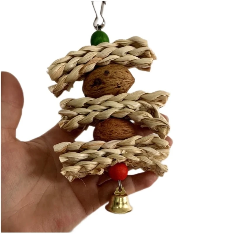 

6Pcs/Set Bird Chewing Toy Parrots Cage Bite Toy Wooden Block Corn-Husks Entertainment Toy for Small Medium Parrots Birds