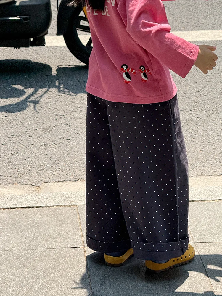 2025 Autumn New Children Loose Trousers Cotton Girls Polka Dot Casual Pants Boys Harem Pants Kids Straight Pants Baby Clothes 9 Se92a19bb12a445889169fc751810a534c