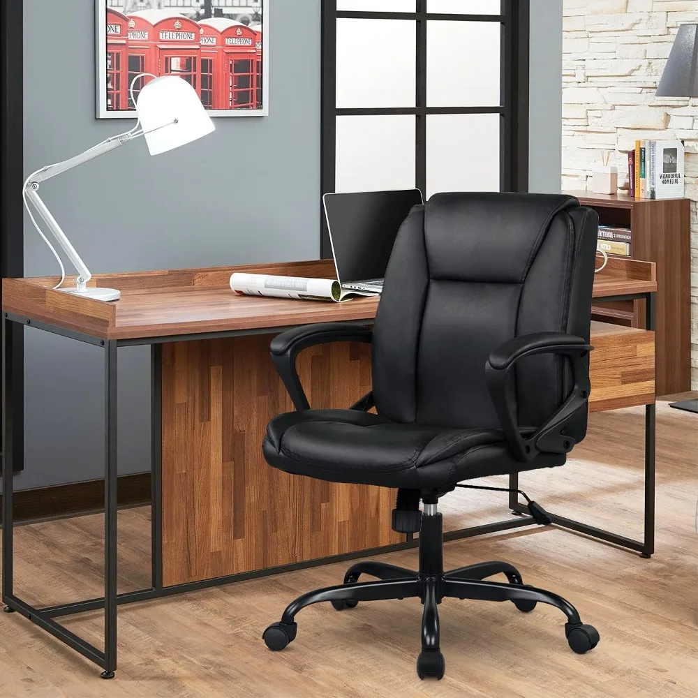 

Home Office Chair Ergonomic Desk Chair PU Leather Task Chair Executive Rolling Swivel Mid Back Computer