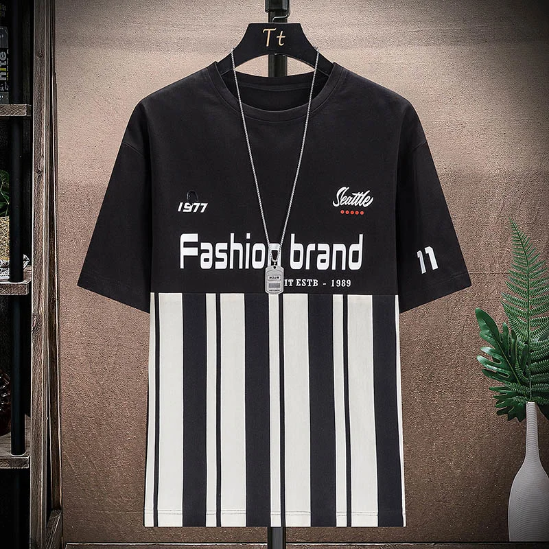New 2023 Summer Men's Cotton Stripe Round Neck T-Shirts Youth Short Sleeve Top Tees Hip Hop Streetwear Large Size Tshirt Clothes
New 2023 Summer Men's Cotton Stripe Round Neck T-Shirts Youth Short Sleeve Top Tees Hip Hop Streetwear Large Size Tshirt Clothes