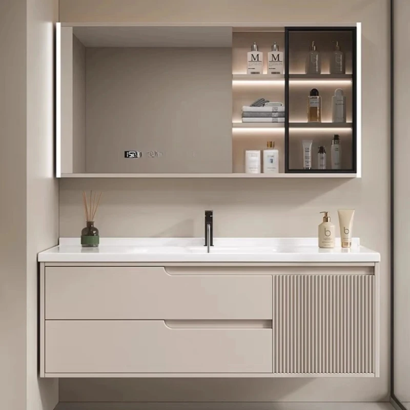 Cream Bathroom Cabinet Combination Modern Minimalist Rock Panel Ceramic Integrated Basin Washbasin Intelligent Furniture KMBC
Cream Bathroom Cabinet Combination Modern Minimalist Rock Panel Ceramic Integrated Basin Washbasin Intelligent Furniture KMBC