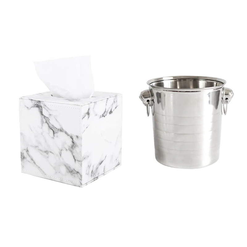 1 Pcs Marble Square Square Tissue Box PU Leather Roll Paper Holder & 1 Pcs Stainless Steel Ice Punch Bucket Container 3L
1 Pcs Marble Square Square Tissue Box PU Leather Roll Paper Holder & 1 Pcs Stainless Steel Ice Punch Bucket Container 3L