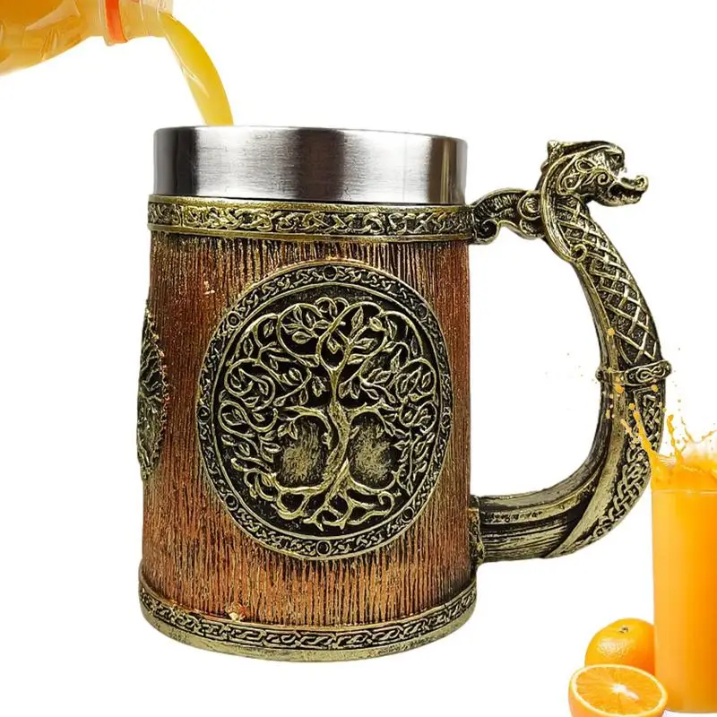 

Beer Steins For Men 600ml Mock Wooden Barrel Design Beer CupFood Grade Lining Medieval Mug With Comfortable Grip For Boyfriend