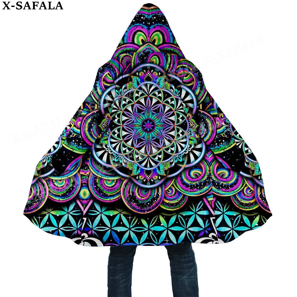 

Trippy Psychedelic Mushroom Fungus 3D Print Dream Cloak Thick Warm Hooded Men Overcoat Coat Windproof Fleece Cape Robe Blanket-2