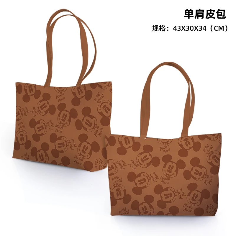 

Disney Mickey Minnie 0081 Anime Shoulder Bags Customized PU Cartoon Shopping Bag Casual Tote Storage Handbag Unisex Gift
