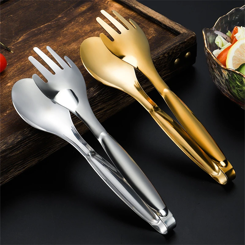 

Non-Slip Stainless Steel Food Tongs Meat Salad Bread Serving Clip For Barbecue Steak Frying Shovel Buffet Clamp Cooking Utensils