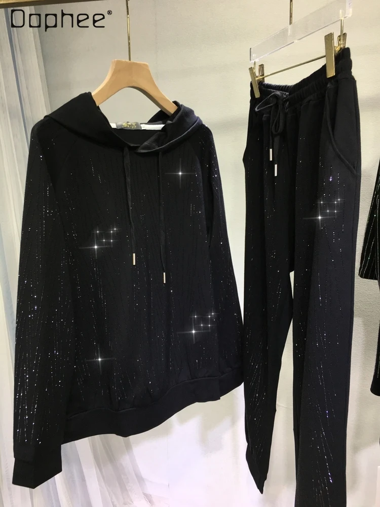 Heavy Embroidery Hot Drilling Two Piece Sets Womens Outifits 2023 Autumn Winter Black Long-Sleeved Hoodie Sweatpants Casual Set
Heavy Embroidery Hot Drilling Two Piece Sets Womens Outifits 2023 Autumn Winter Black Long-Sleeved Hoodie Sweatpants Casual Set