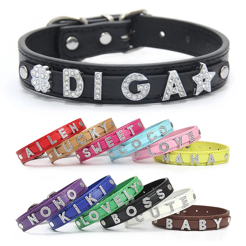 Personalized Customized Puppy Cat Collars Small Dogs PU Necklace with Free Name Bling Rhinestone Letter Accessories
Personalized Customized Puppy Cat Collars Small Dogs PU Necklace with Free Name Bling Rhinestone Letter Accessories