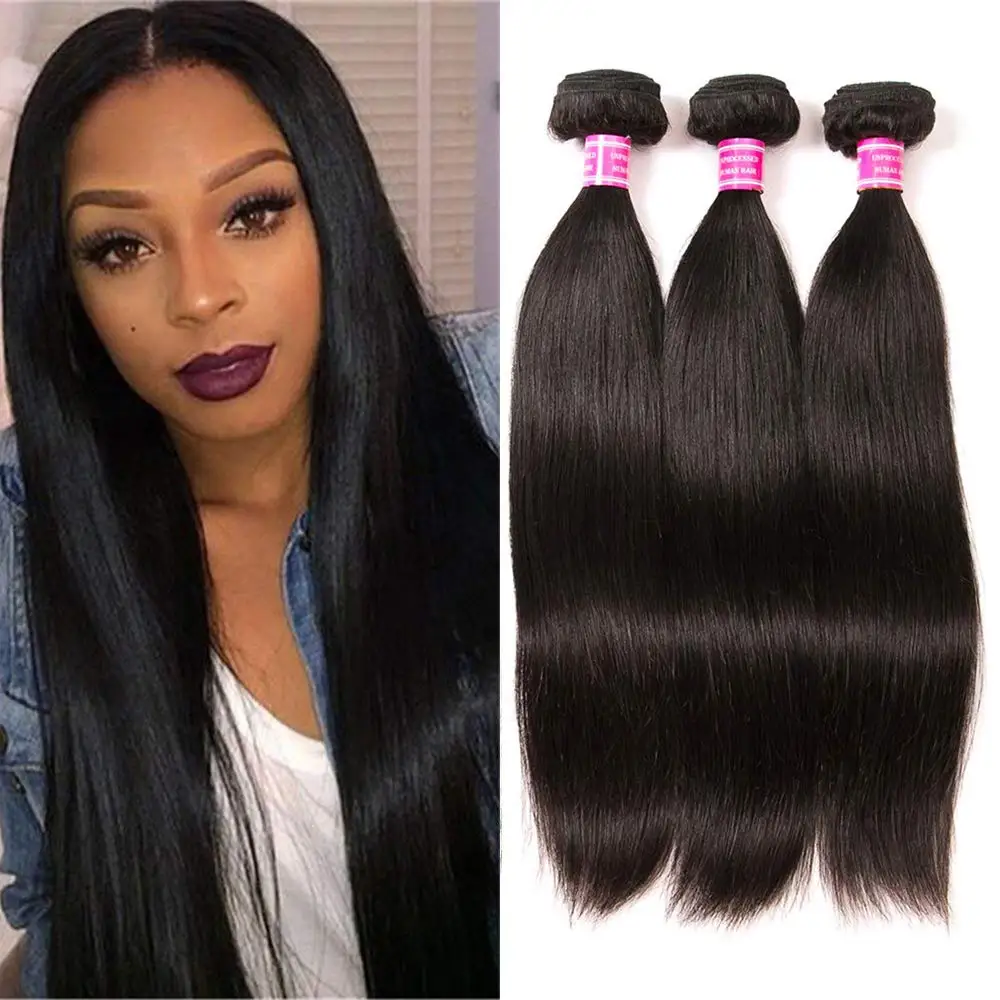 

Brazilian Hair Straight Bundles 10A Grade 100% Unprocessed Virgin Straight Human Hair 3 Bundles Weave Extensions Natural Color