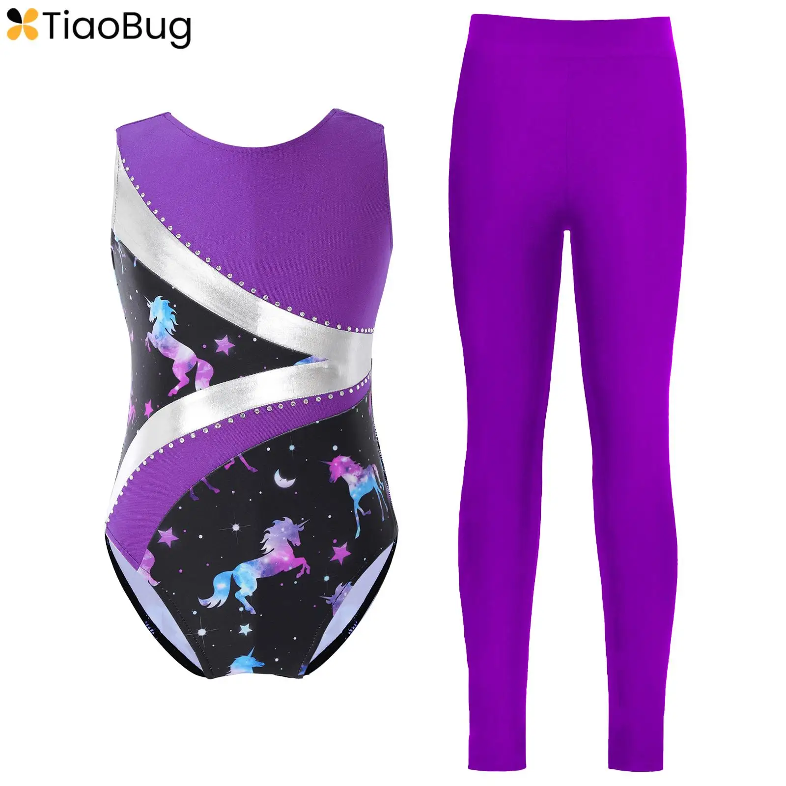Kids Girls Rhinestones Sleeveless Printed Ballet Dance Gymnastic Leotard Unitard with Leggings Skating Competition Costume
Kids Girls Rhinestones Sleeveless Printed Ballet Dance Gymnastic Leotard Unitard with Leggings Skating Competition Costume