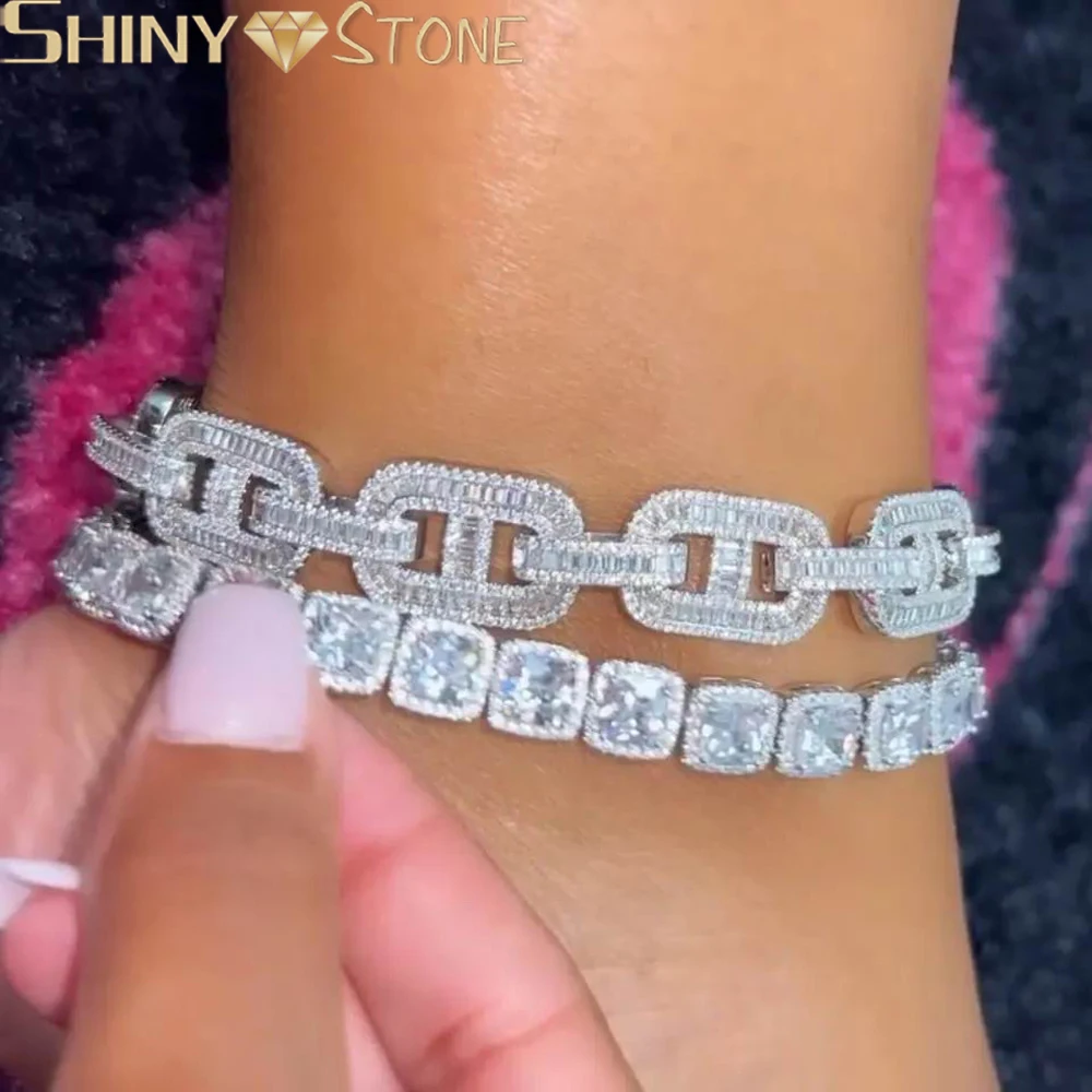 

Iced Out Prong Cuban Link Chain Anklet for Women 10mm Bling Full Cubic Zirconia Cz Paved Anklets Hip Hop Foot Jewelry