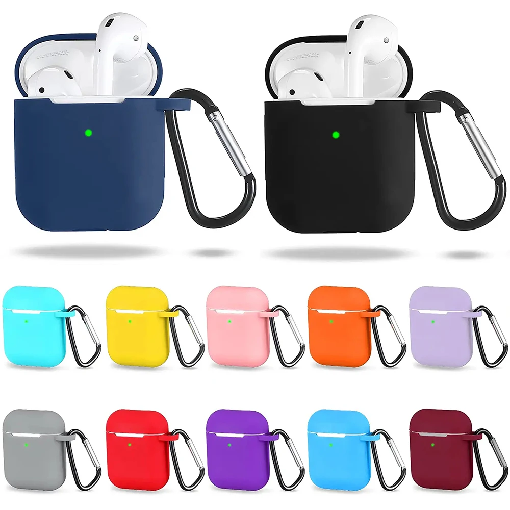 

TPU Protective Case Cover with Secure Lock Keychain Silicone Cover Compatible with AirPods 2/1 Earphones (AirPods Not Included)