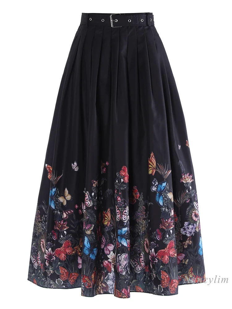 Retro Butterfly Printed Pleated Big Hem Skirt for Women 2024 Spring New Black High Waist Bubble Maxi Umbrella Skirts Ladies
Retro Butterfly Printed Pleated Big Hem Skirt for Women 2024 Spring New Black High Waist Bubble Maxi Umbrella Skirts Ladies