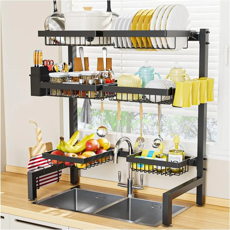 3 layer 6 basket dish drying rack, 24.8 "-35.4", 3 layer large sink rack, expandable and adjustable, save kitchen space
3 layer 6 basket dish drying rack, 24.8 "-35.4", 3 layer large sink rack, expandable and adjustable, save kitchen space
