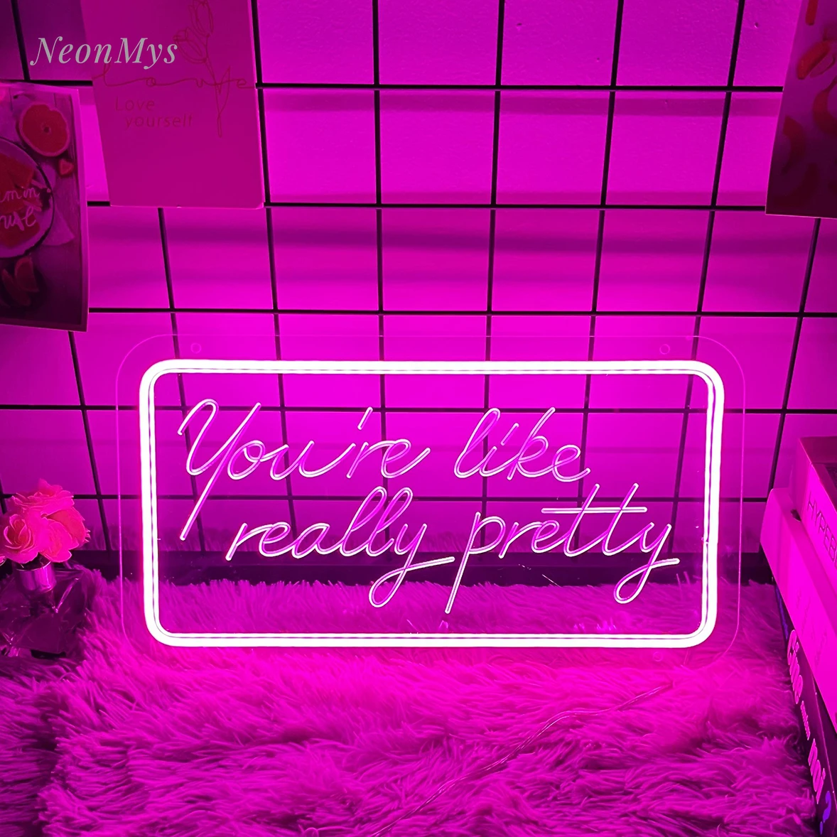 

You're Like Really Pretty Carved Neon Sign LED Neon for Wall Bedroom Bar Decor Bachelorette Party Positive Room Decor 12 Colors