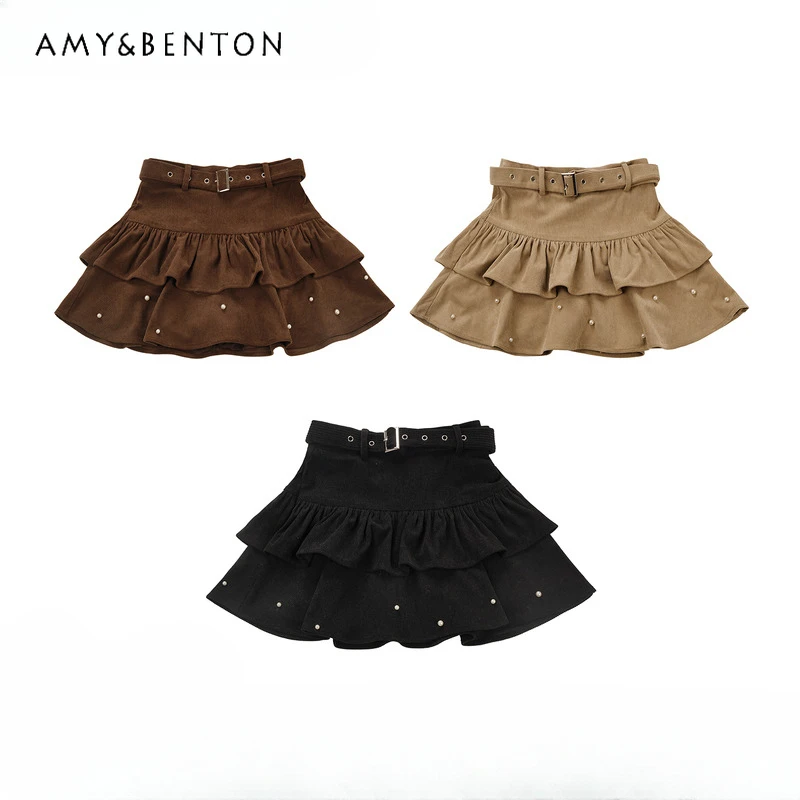 Sweet Girl Cute Pearl Belt Lace-up Slim Fit Mini Skirt Women Winter Thicken Preppy Style Pure Color All-Match Kawaii Y2K Skirts
Sweet Girl Cute Pearl Belt Lace-up Slim Fit Mini Skirt Women Winter Thicken Preppy Style Pure Color All-Match Kawaii Y2K Skirts