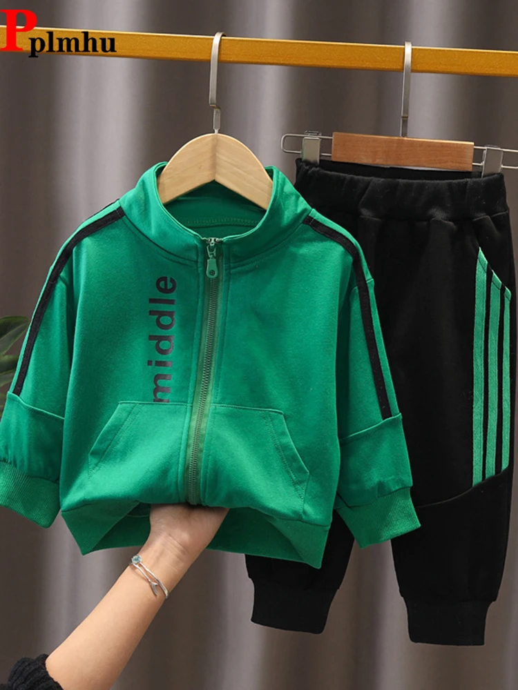 Autumn Boys Tracksuit Outfit Stripe Design Zipper Jackets And Elastic Waist Sweatpants Conjuntos Fashion Children 2 Piece Sets
Autumn Boys Tracksuit Outfit Stripe Design Zipper Jackets And Elastic Waist Sweatpants Conjuntos Fashion Children 2 Piece Sets