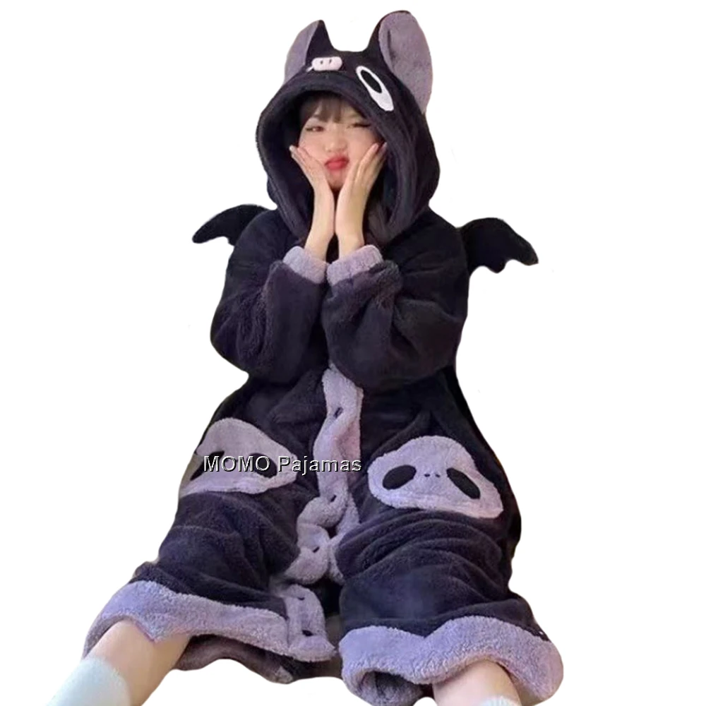 Winter Pajamas For Women Cartoon Hooded Long Robe Cute Nightgown Sleepwear Bat Animal Kawaii Flannel Warm Comfy Lounge Bathrobes
Winter Pajamas For Women Cartoon Hooded Long Robe Cute Nightgown Sleepwear Bat Animal Kawaii Flannel Warm Comfy Lounge Bathrobes