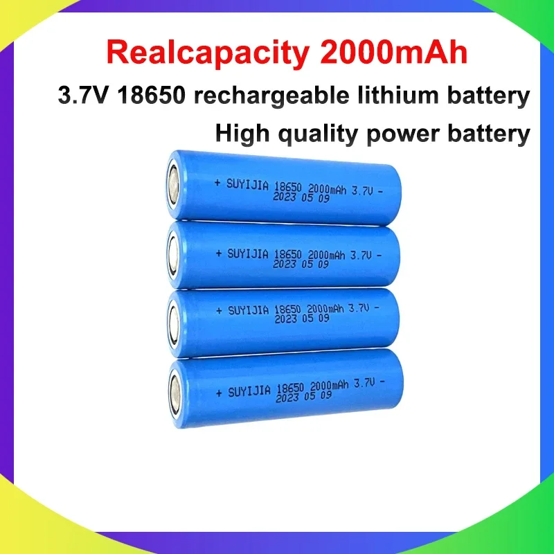 New 3.7V Rechargeable Battery 18650 Power Lithium Battery Real Capacity 2000mAh Suitable for LED Lights Flashlights Power Tools
New 3.7V Rechargeable Battery 18650 Power Lithium Battery Real Capacity 2000mAh Suitable for LED Lights Flashlights Power Tools