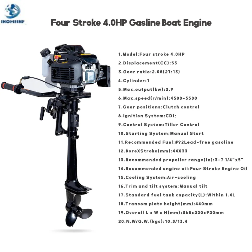 Four-Stroke 4.0 HP Water-cooling Gasline Boats Motor with Max.output 2.9 Kw Gasoline Engine for Inflatable Assault Kayak Ship
Four-Stroke 4.0 HP Water-cooling Gasline Boats Motor with Max.output 2.9 Kw Gasoline Engine for Inflatable Assault Kayak Ship