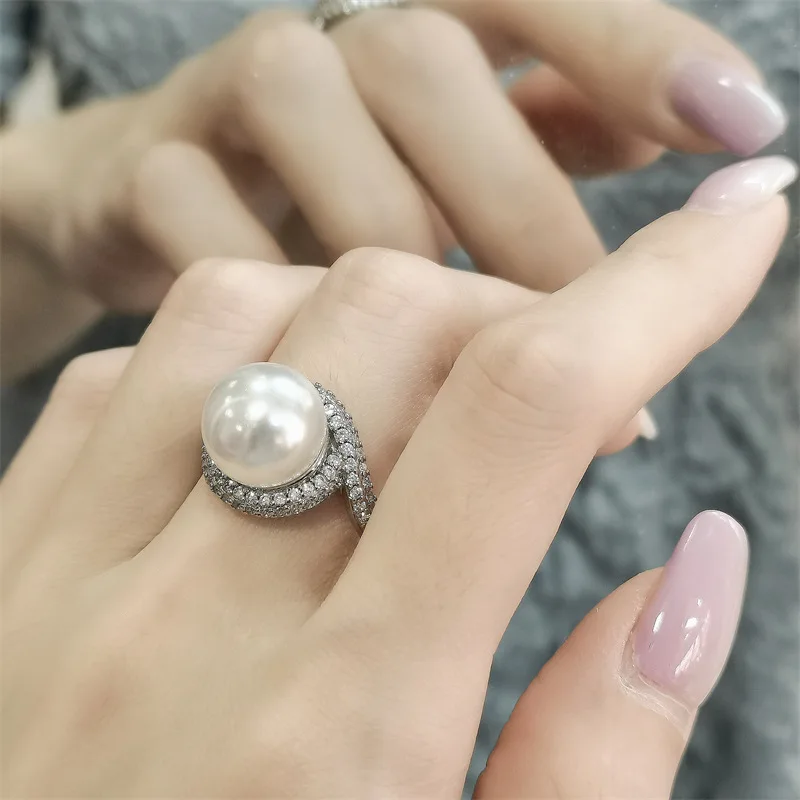 

Женское Винтажное кольцо с имитацией жемчуга, элегантное регулируемое кольцо для выпускного вечера, ювелирное украшение в французском стиле, подарочные аксессуары
