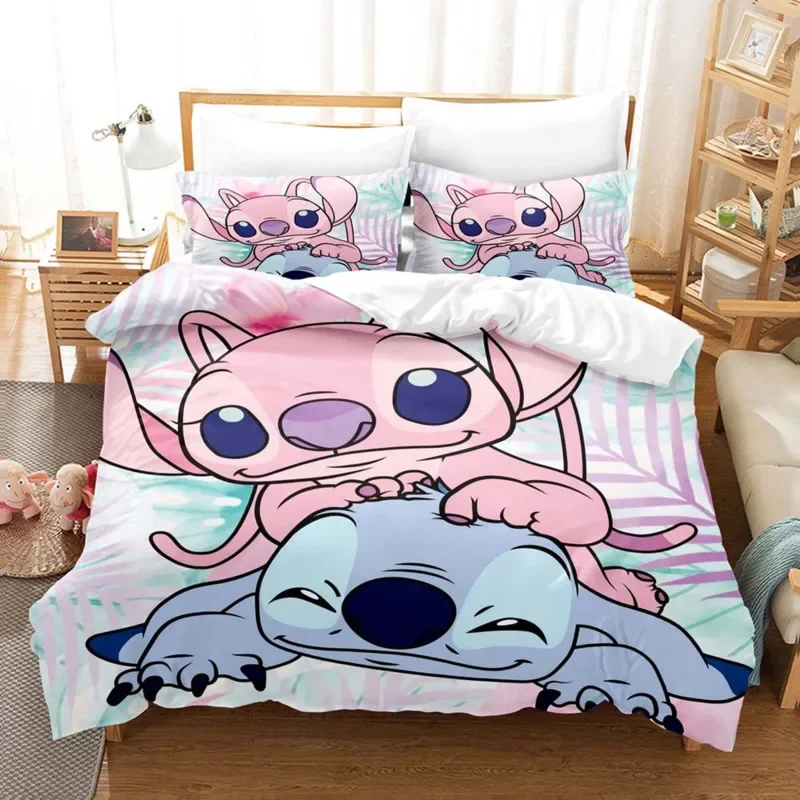 

Комплект постельного белья с мультяшным аниме Disneys Kawaii Stitch с принтом одеяло пододеяльник наволочка детская кровать удобный комплект постельного белья Twin King