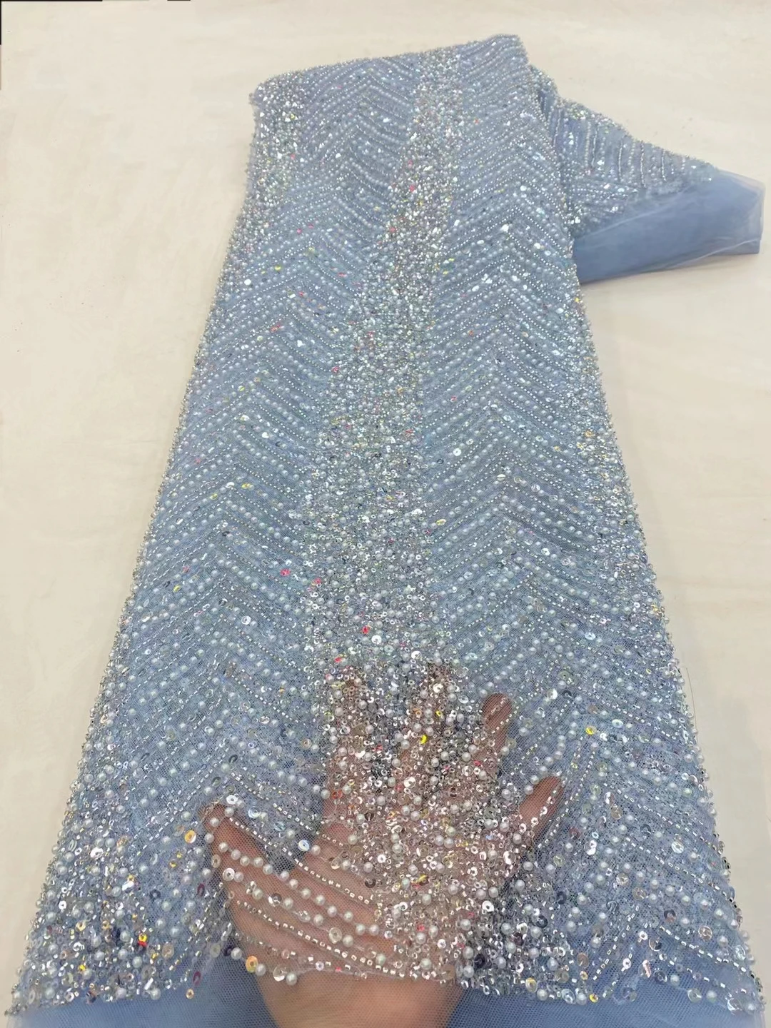 

Роскошная африканская сетчатая кружевная ткань 2023 Тюль с бусинами вышивка блестками французское Тюлевое кружево для свадебного платья Xz