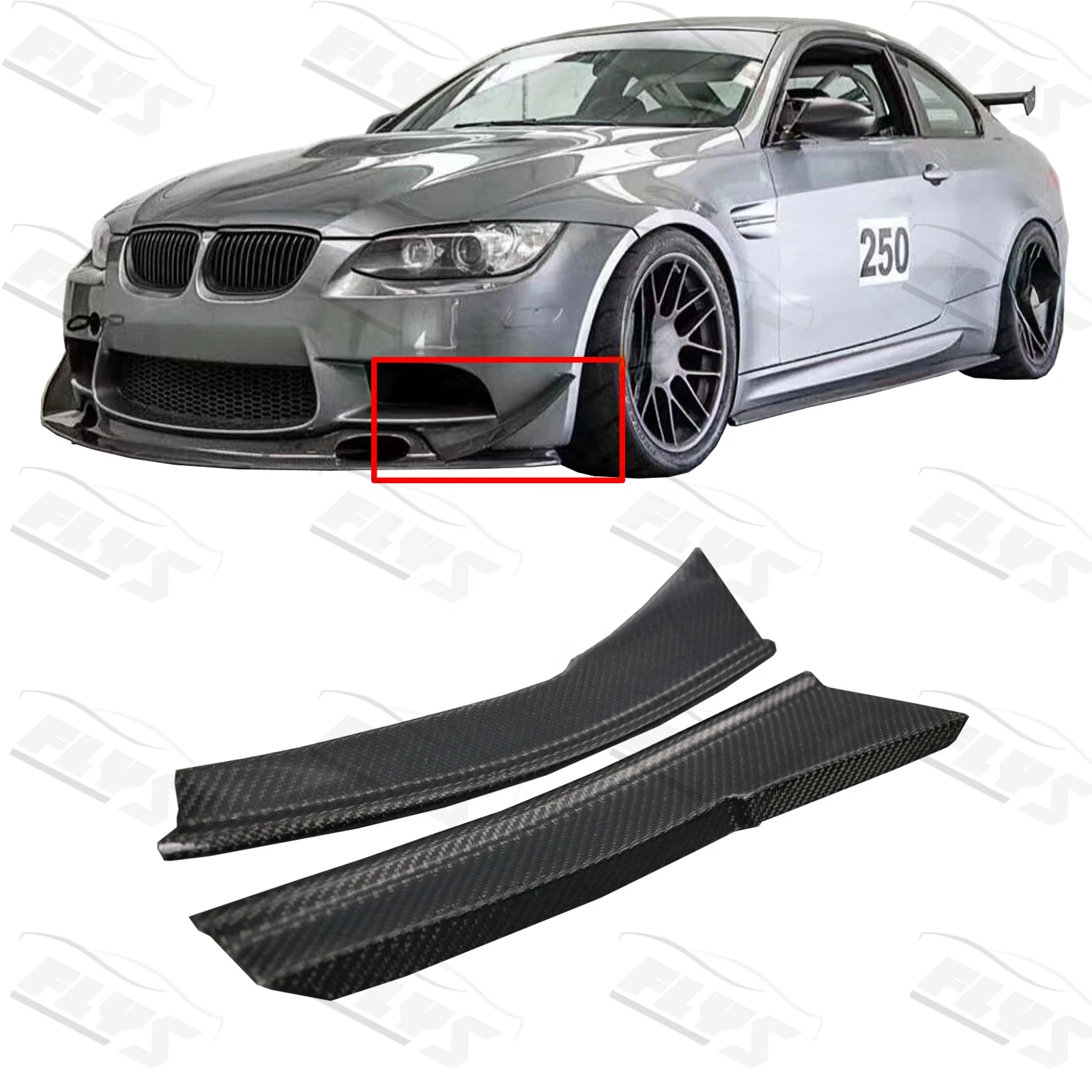 

Carbon fiber front bumper canards for E92 M3 GT4 front lip perfect fitment high quality