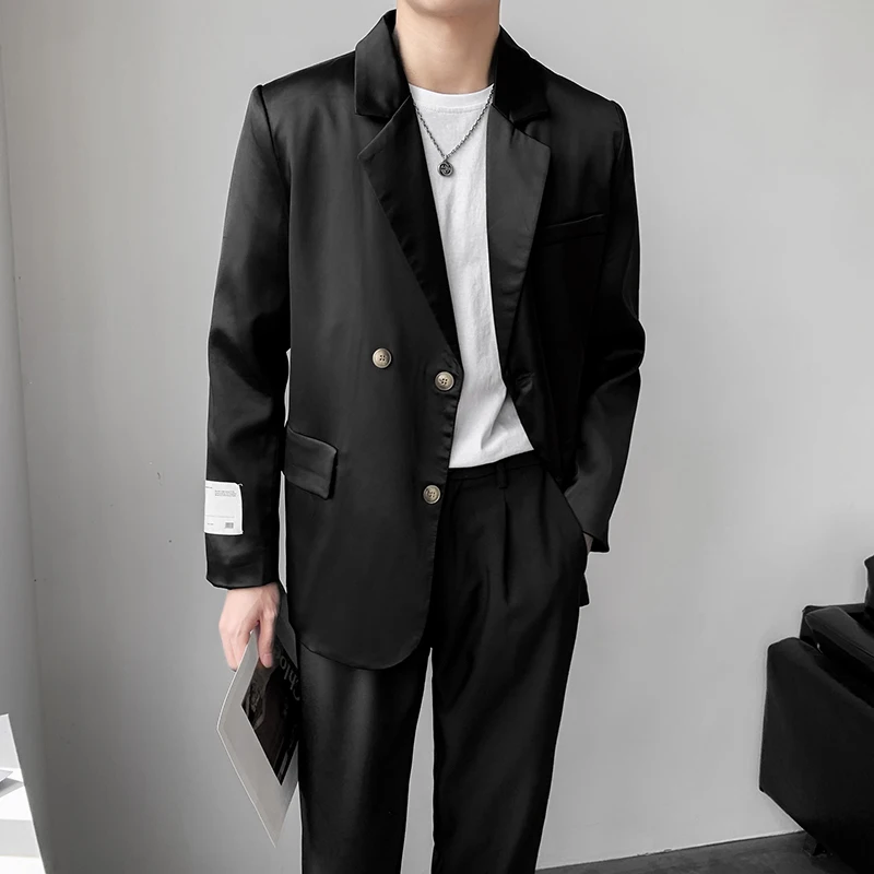2022 Spring New Korean Fashion Loose Satin Blazers For Mens Luxury Smooth Stylish Mens Clothing Oversize Elegant Mens Jackets
2022 Spring New Korean Fashion Loose Satin Blazers For Mens Luxury Smooth Stylish Mens Clothing Oversize Elegant Mens Jackets