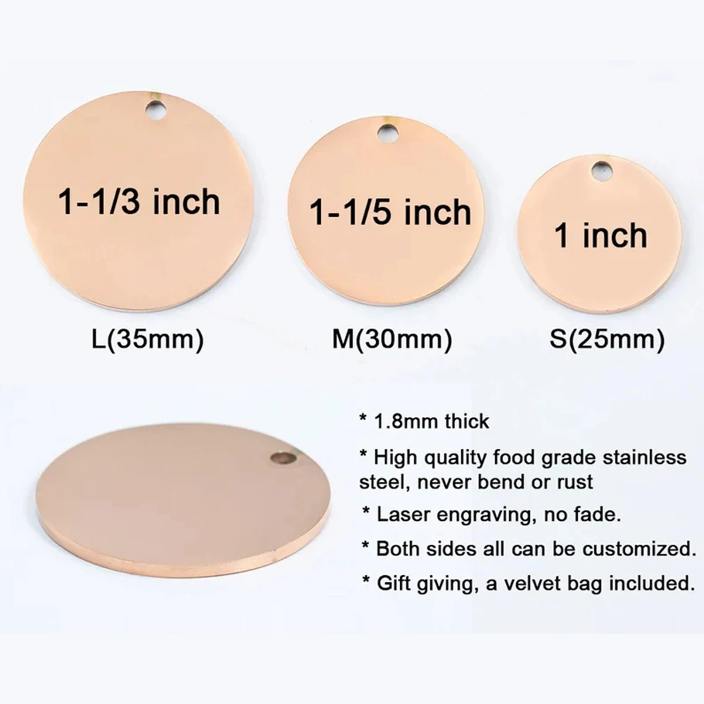 Blank Discs Tags For Custom Dogs Supplies Dog Name ID Tag Collar Accessories 25mm 30mm 35mm Stainless Steel
Blank Discs Tags For Custom Dogs Supplies Dog Name ID Tag Collar Accessories 25mm 30mm 35mm Stainless Steel