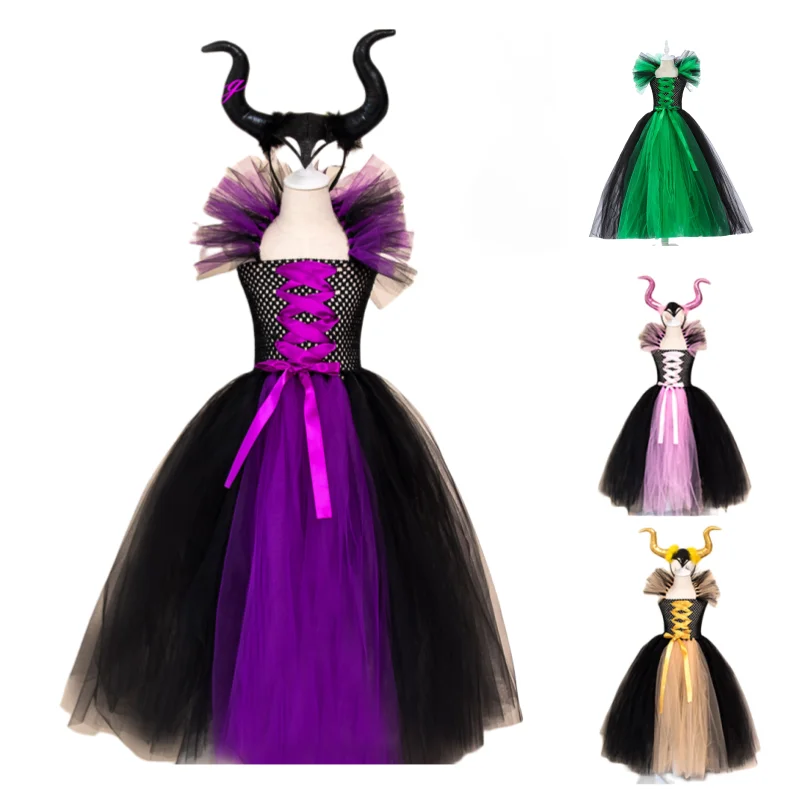 Witch Halloween Costume for Kids Disney Maleficent Costume Dress Evil Queen Cosplay Dresses Children's Mesh Dress with Hair Band
Witch Halloween Costume for Kids Disney Maleficent Costume Dress Evil Queen Cosplay Dresses Children's Mesh Dress with Hair Band