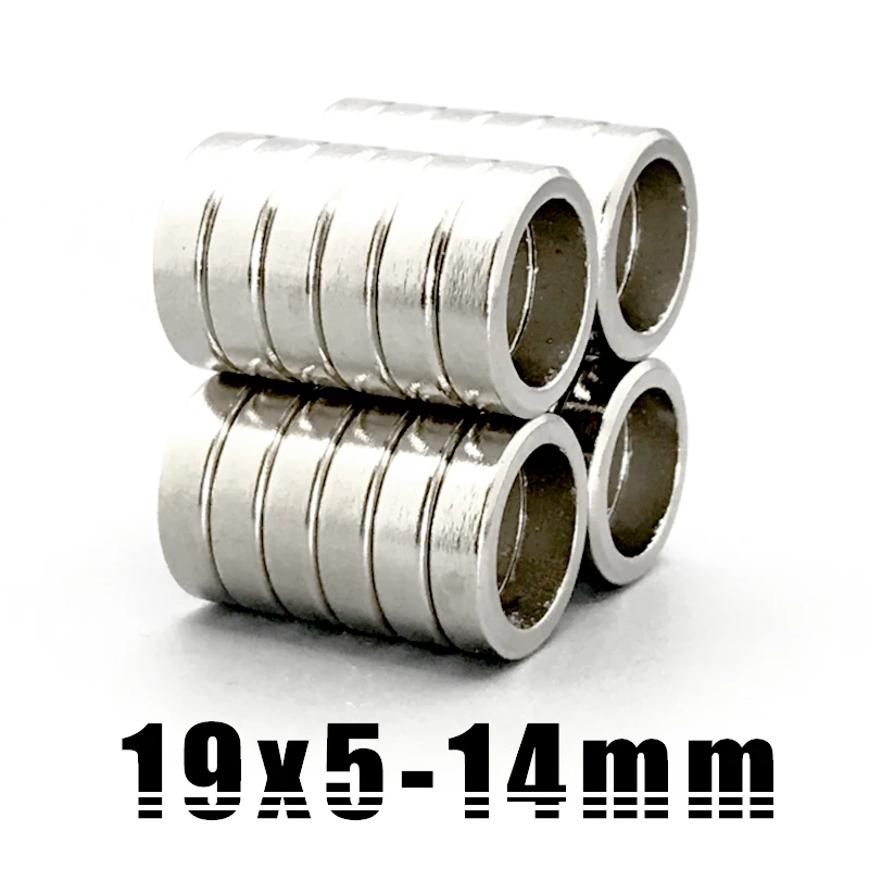 

1/5/10/20/50/500Pcs 19x5-14 Super Strong Round Neodymium Ring Magnets 19mm x 5mm Hole: 14 Rare Earth N35 ndfeb Neodymium 19*5-14