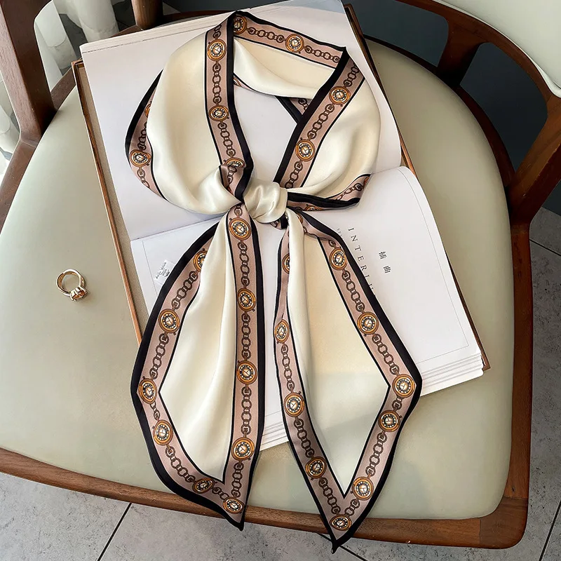 

Новый роскошный Шелковый атласный шарф 17*150 см, женский весенний шейный галстук, женский ремень, сумка, фуляр на запястье, аксессуары